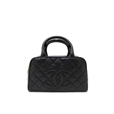 CHANEL MASTER BLACK CAVIAR SMALL BOWLER HANDBAG 71303 (25*15*7cm)